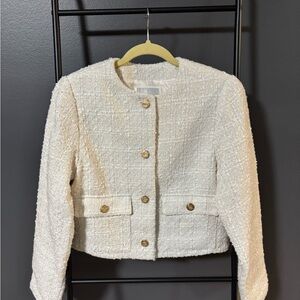 Abercrombie & Fitch Cream Textured Blazer
